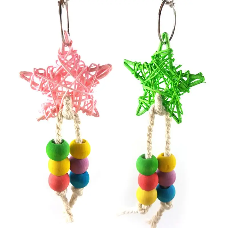 Colorful Rattan and Wooden Bead Chew Toy