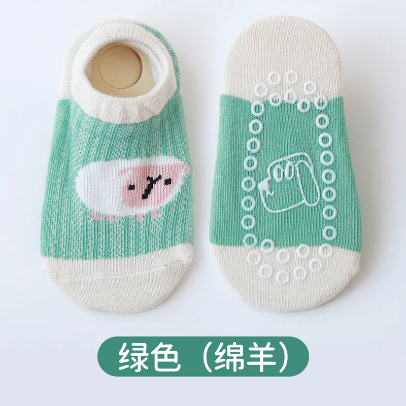 Children Cartoon Animal Print Short Ankle Socks Summer Mesh Thin Cotton with Rubber Non-slip Floor Socks for Baby Infant Clothes