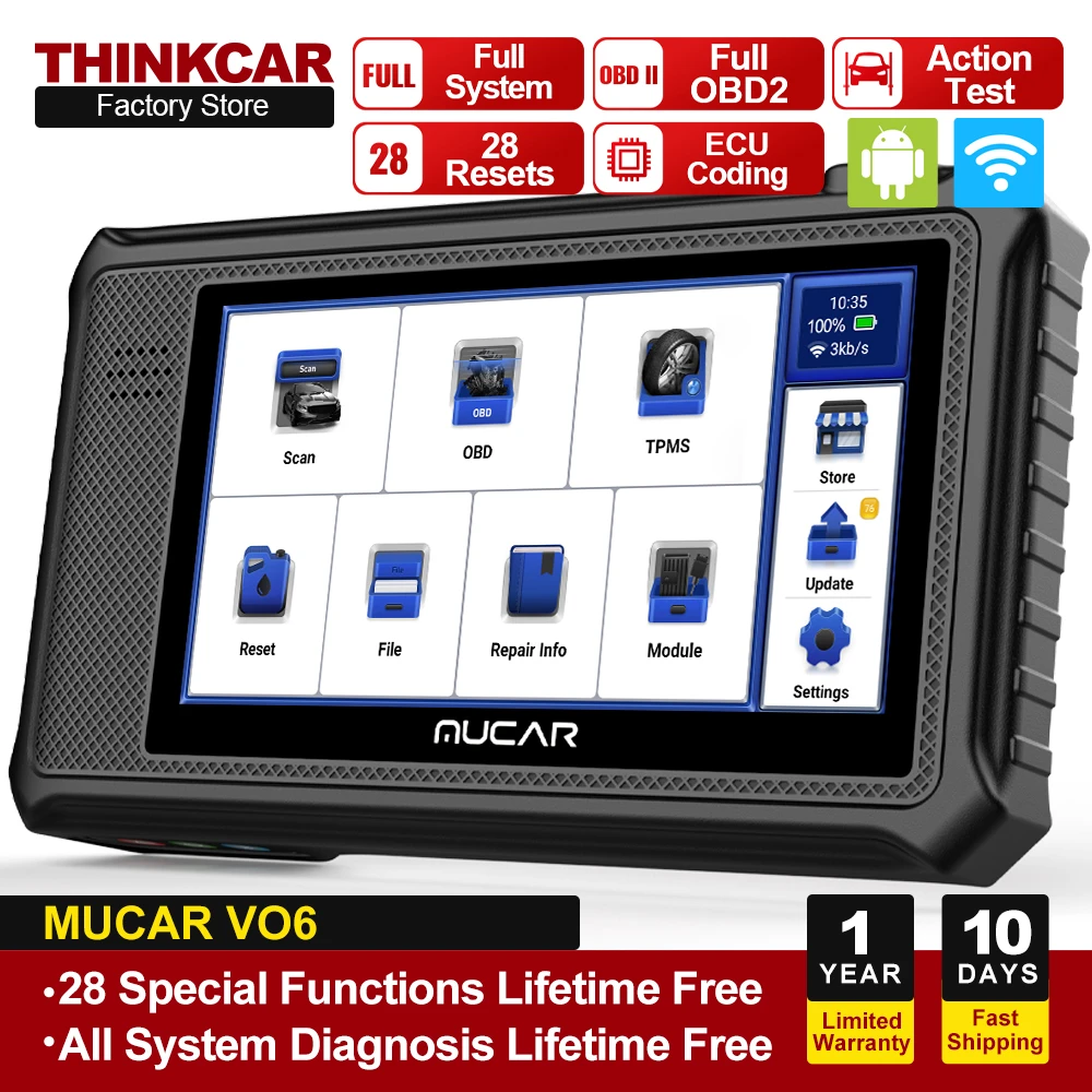 THINKCAR MUCAR VO6 Professional Car Diagnostic Tools Full System Automotive Obd2 Scanner OBD