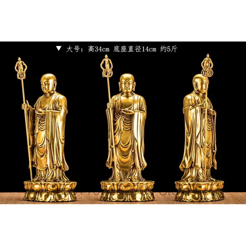 

34CM large Ksitigarbha Bodhisattva Buddha figure # Buddhist HOME family efficacious Protection FENG SHUI copper Sculpture statue