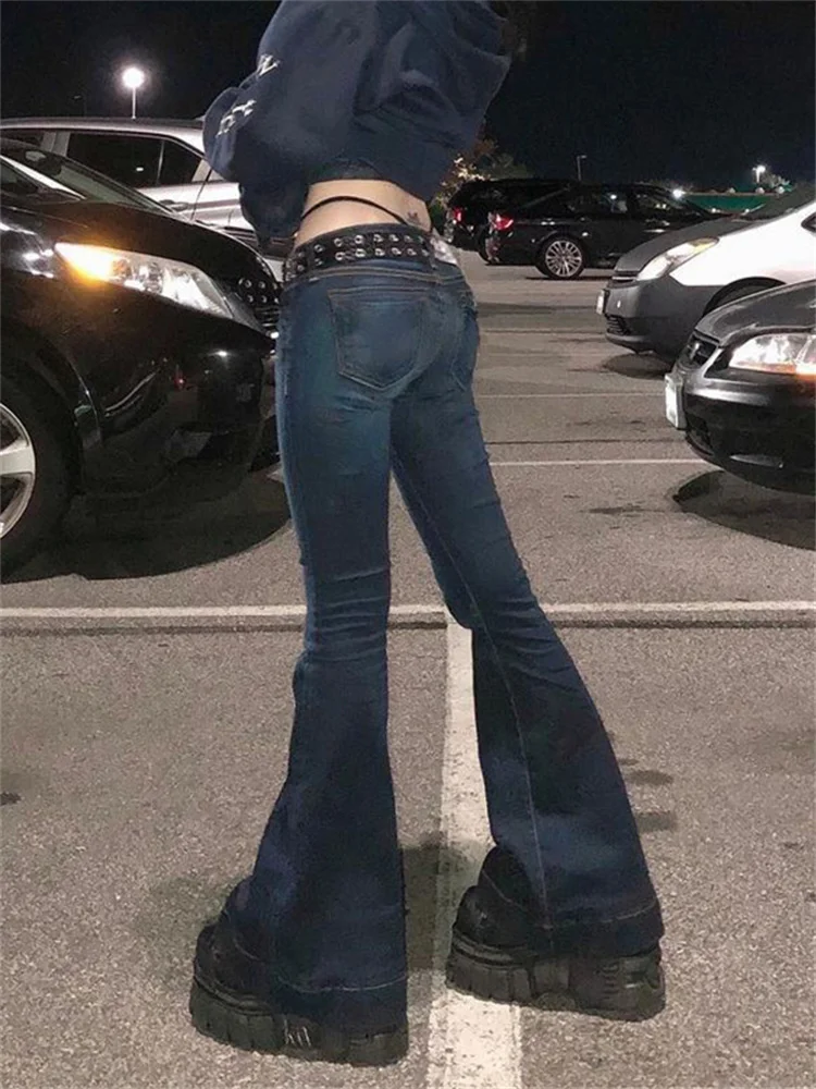 Jeansy rozkloszowane z niskim stanem Y2K estetyczne Retro 2000s śliczne spodnie jeansowe Streetwear moda Harajuku casualowe spodnie capri Cuteandpsycho 4 Jeansy rozkloszowane z niskim stanem Y2K estetyczne Retro 2000s śliczne spodnie jeansowe Streetwear moda Harajuku casualowe spodnie capri Cuteandpsycho 4