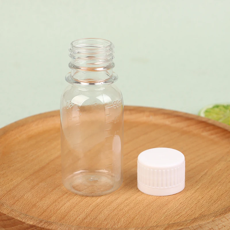 5Pcs 60ML Small Plastic Bottles Ginger Shot Bottles With Caps Mini Juice Reusable Liquid Bottle Container Leak Proof