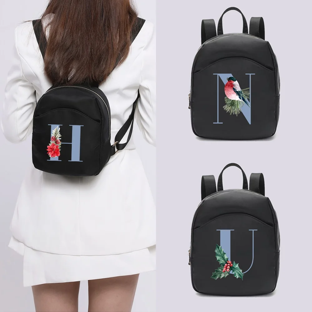 2022 Fashion Women Mini Backpack Multifunction Small Backpacks Casual Simple Blue Printing Student Bookbags Travleing  Rucksack
