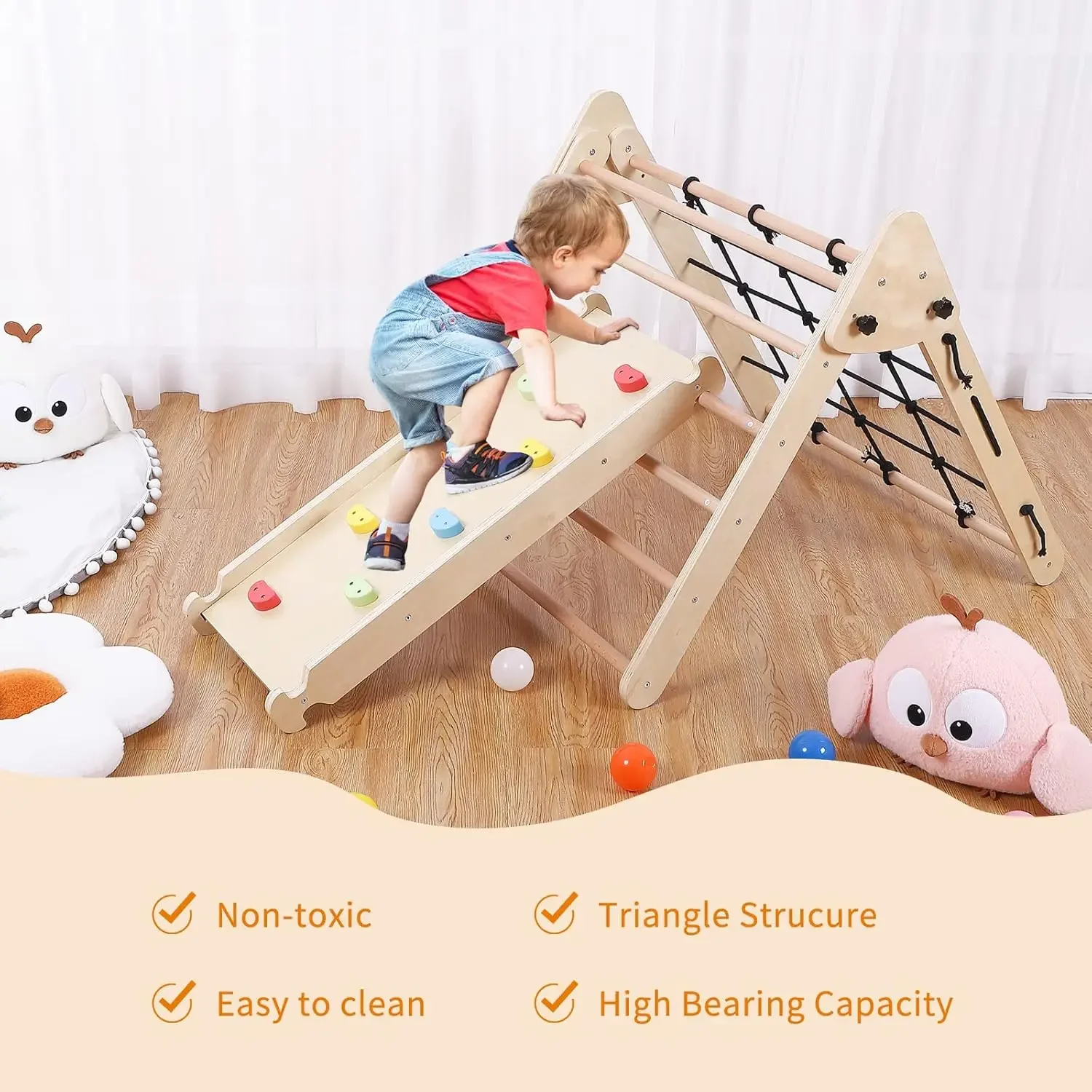 Wooden Montessori Climbing Toys toddler climbing frame Baby Indoor Playground Gym triangle frame toy climb