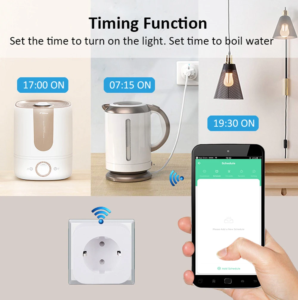 Tuya Smart Life WiFi Socket 20A EU France Plug App Remote Control Timing Power M