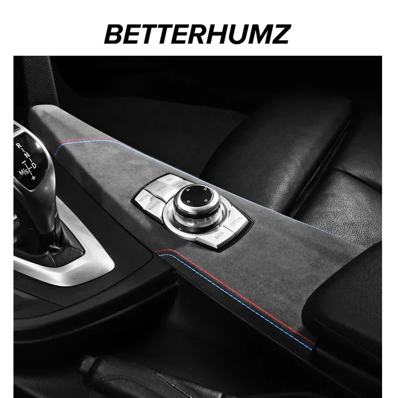 Betterhumz Car Headlight Switch Button Frame Sticker For BMW F30 F32 F34 2013-2019 328i 320i 318li 435i 420i 430i 425i M235i Made Of Alcantara Car
