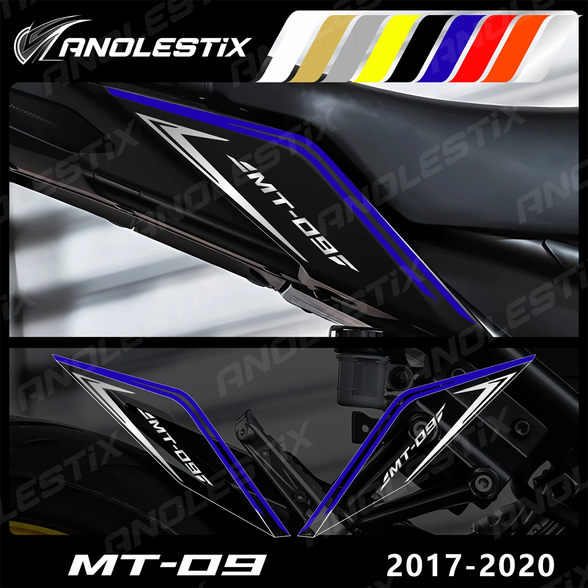 Anolestix reflexní motocykl nálepky pod Seat kapotáž obtisky sada pro YAMAHA MT09 MT-09 SP 2017 2018 2019 2020