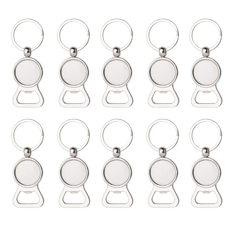 BottleOpenerKeychainMetalAlloyKeyringDIY25mmRoundGlass