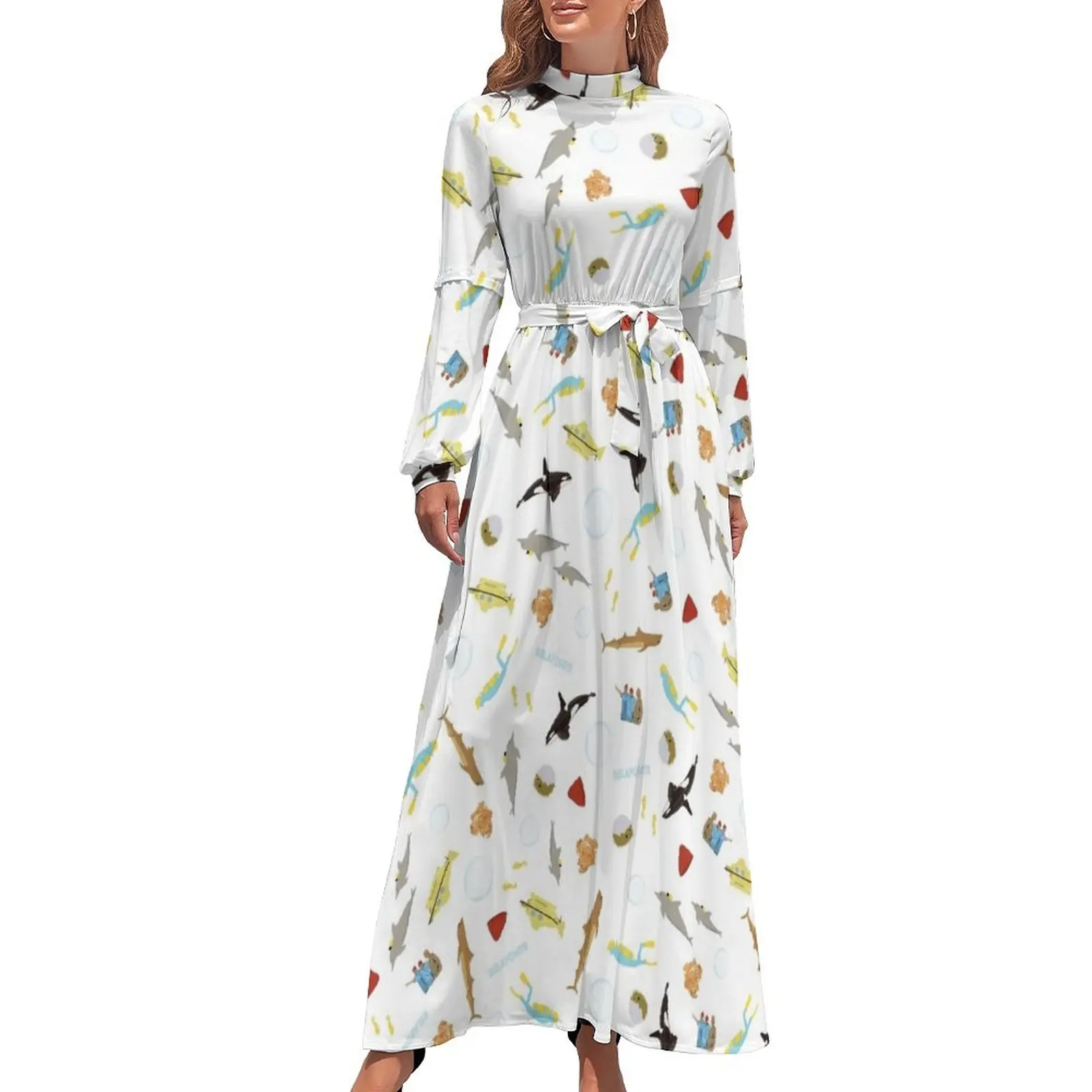 thumbnail image 1 of La vida acuática con Steve Zissou: vestido largo con patrón repetido vestidos de verano ropa de mujer vestido de invitada de boda 2024, 1 of 5