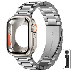Premium Stainless Steel Watch Band with Protective Case, Stylish Bracelet Design - 45mm (S)