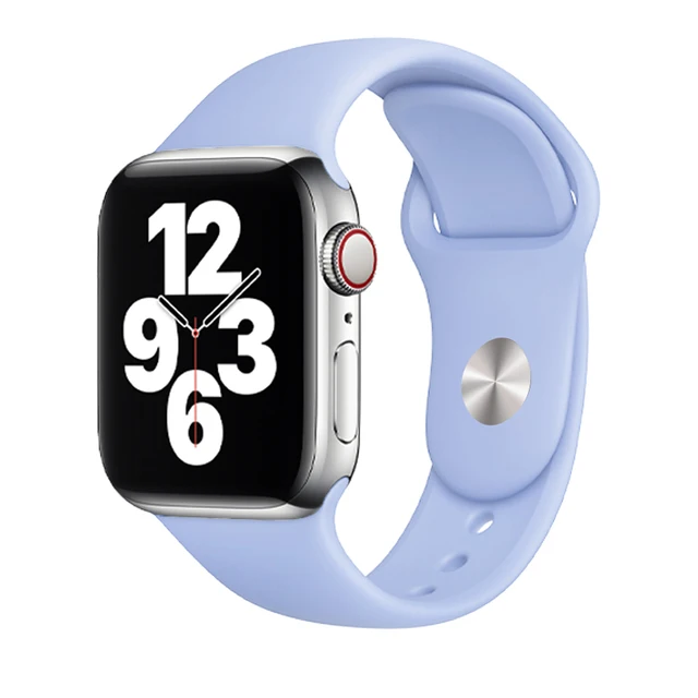 Silicone Strap For Apple Watch Band 44mm 41mm 45mm 40mm 38mm Smart Watch Sports Rubber Bracelet iWatch 6  Serie 7 SE Watchband Lilac