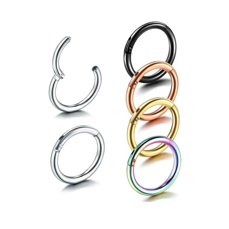 1PC Surgical Steel Tornito Nose Clicker 16G 18G Septum Piercing Ear Cartilage Earring Helix Septum Cliker Ring