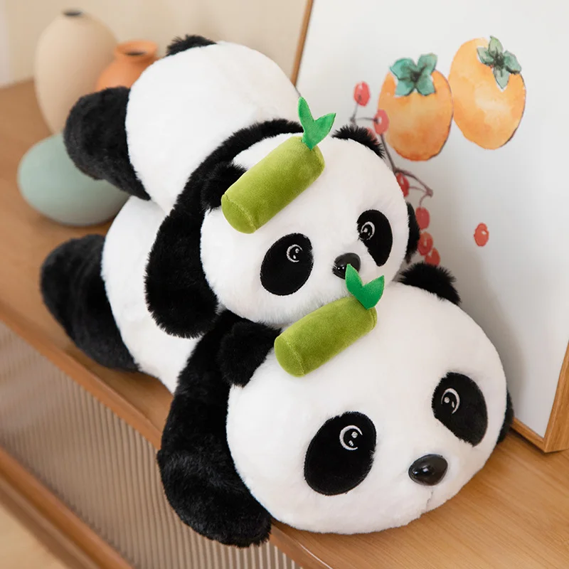 

Kawaii Lying Giant Panda Doll Plush Toy Green Bamboo Pandas Stuffed Cartoon Zoo Animal Fatty Huggy Plushie Peluche Kids Gift