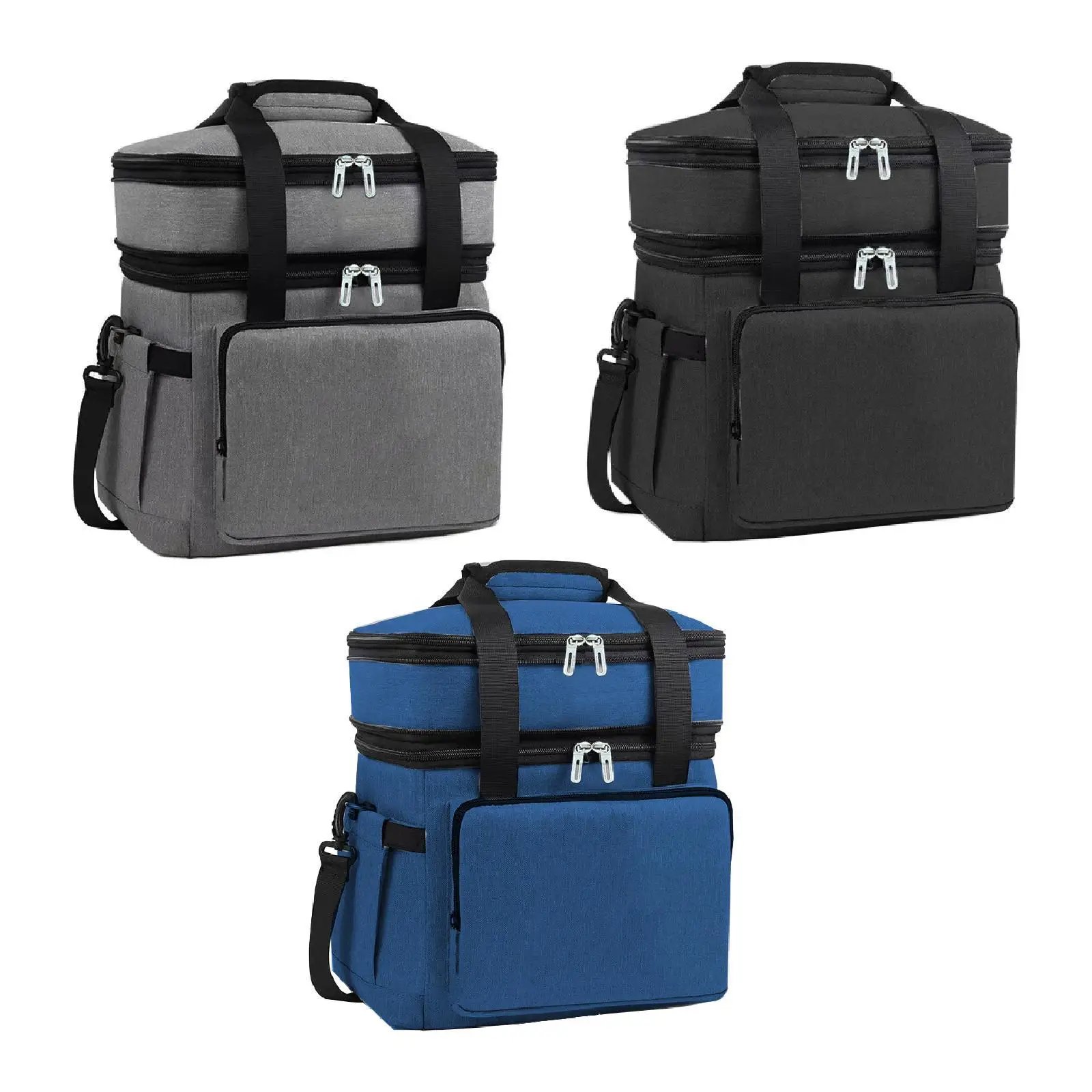 Insulated Cooler Bag 2 Tier 18L Versatile Container Expandable Hot Cold Food Thermal Bag for Travel Work Lunch Picnic Office