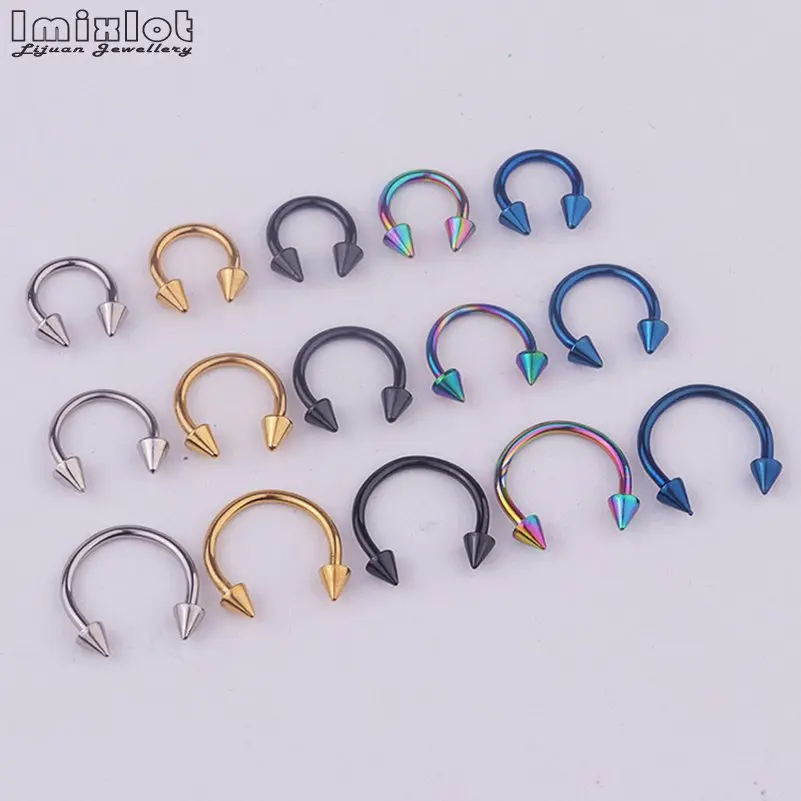 Bigstone Punk Stainless Steel Spiral Helix Ear Stud Lip Nose Ring