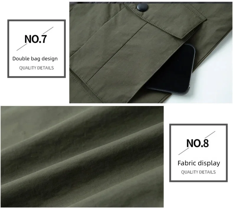 Wasserdichte ärmellose Weste für Herren, dünner vertikaler Kragen, atmungsaktive Qualitätsjacke, Weste mit mehreren Taschen für Angelfotografie – Detail 11