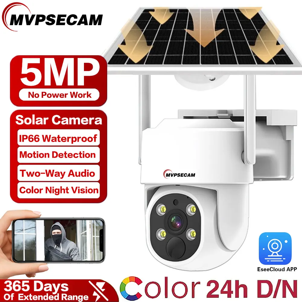 

WIFI Solar Camera 5MP PIR Human Detection Outdoor Security With Solar Panel Wireless Surveillance PTZ Battery solar camera wifi