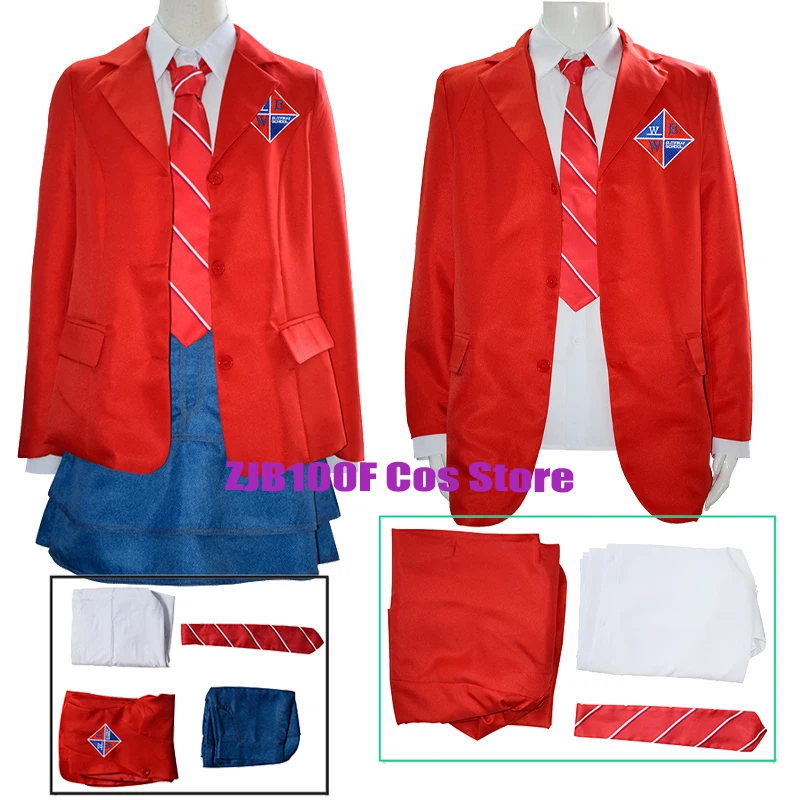 

Rebelde Cosplay Anime EWS Red School Uniform Color Jacket Shirt Skirt Tie Suit Halloween Carnival Party Outfit for Women Men