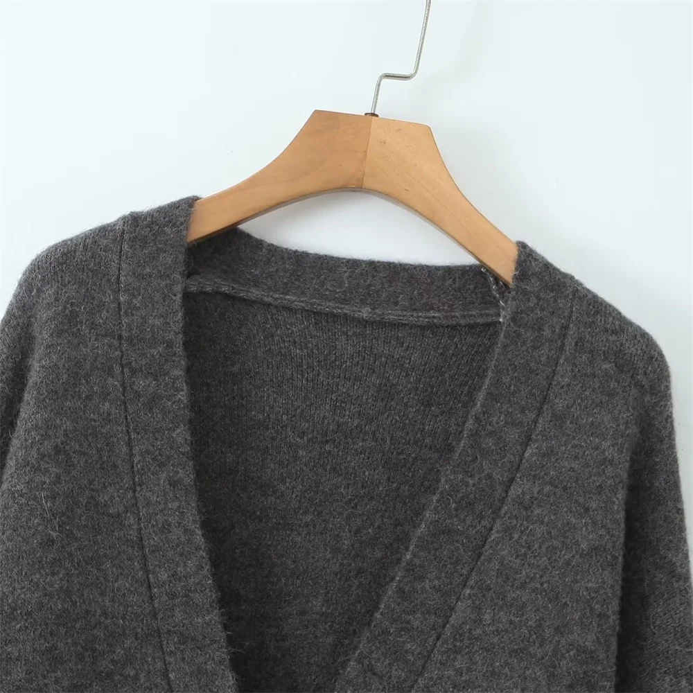 Taop&Za Autumn New Product Women's Casual Versatile Thick Long Sleeve Sweater cardigan Long Coat 6