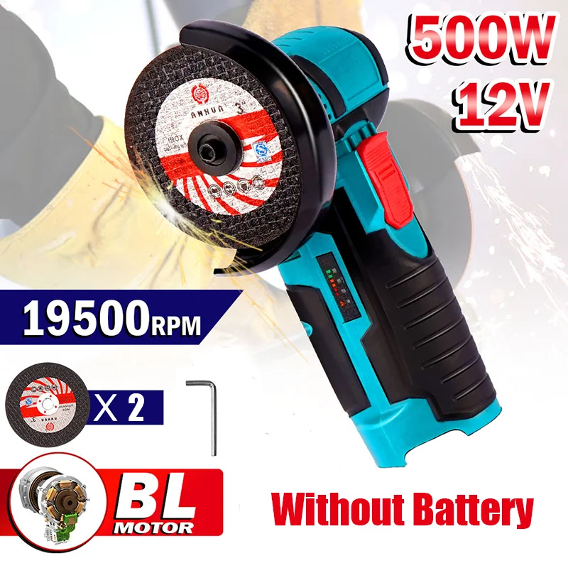 

Mini Cordless Angle Grinder Brushless Grinder Battery Portable 12V 80mm 3" Polishing Machine Diamond Cutting（Without Battery）