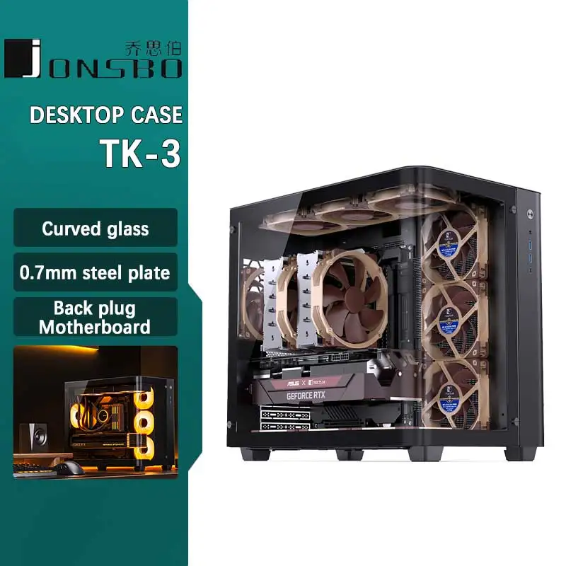 PC Case PC Chassis Computer Chassis Frame JONSBO TK-3 One-piece Curved Glass ATX Separated Cabinet Support BTF MB Dual 360 AIO ATX PSU 40Series GPU