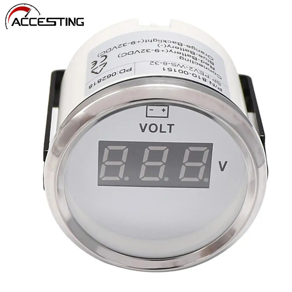 Digital Voltmeter Volt Gauge Meter Voltage Meters 52 Mm For Motorcycle
