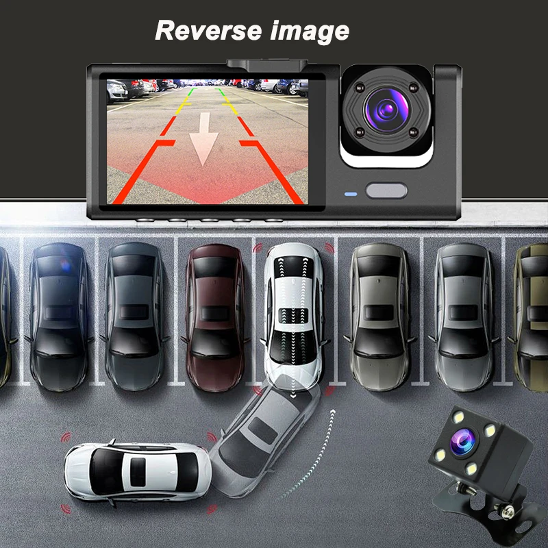 3 Lens Car Dashcm Car Camera Car Black Box 3 Camera Dash Cam - Temu