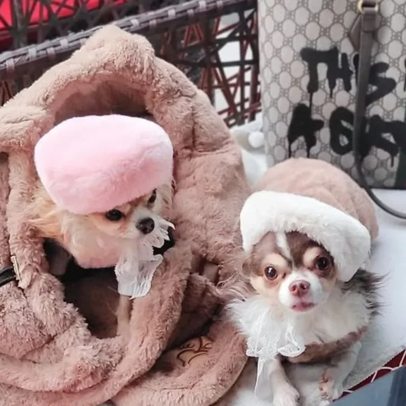 Ins 犬ぬいぐるみ帽子ペット犬暖かい帽子マルチーズ猫ベレー帽