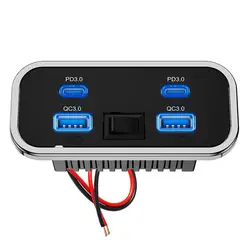Portable RV Quick Charge USB Charger with 4 Ports and Dual Type - C & USB Quick Charge (A)