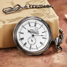 

Silver Antique London Pocket & Fob Watches Hand Wind Skeleton Men Women Mechanical Pocket Watch With Pendant Chain Necklace