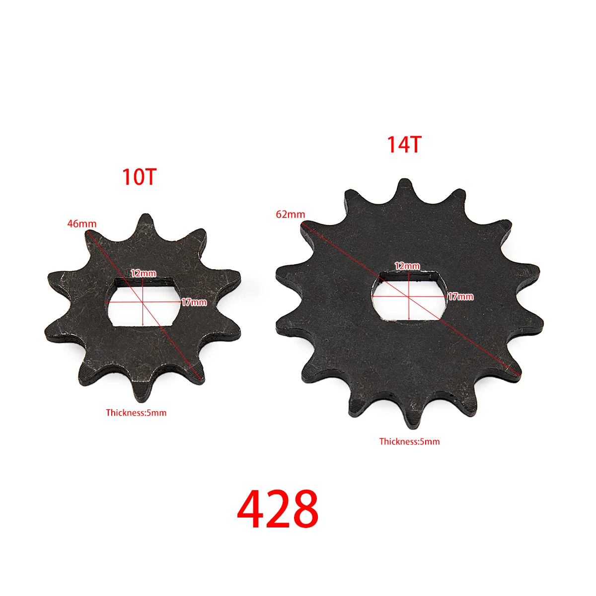 

1Pcs 428 10T/14T Motorcycle Engine Small Sprocket Transmission Chain Wheel Tooth 12x17mm Inner Hole Accessories