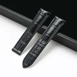 Luxurious Genuine Leather Strap with Folding Buckle - Universal Replacement Watch Band Accessory - 22mm (Black no buckle)