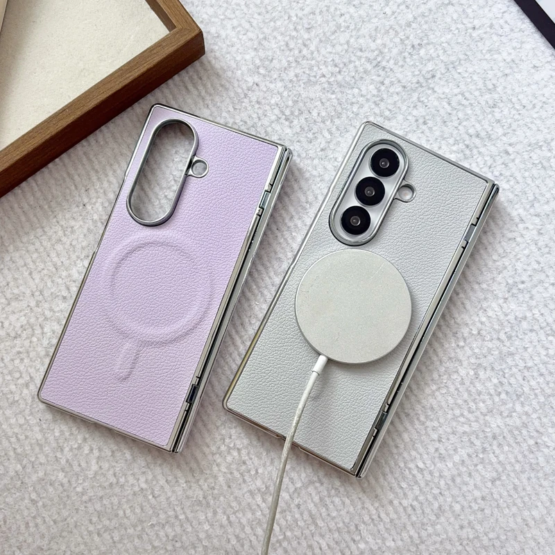 Luxury Magnetic Electroplated Ultra-Thin Non-Slip PU Leather Phone Case