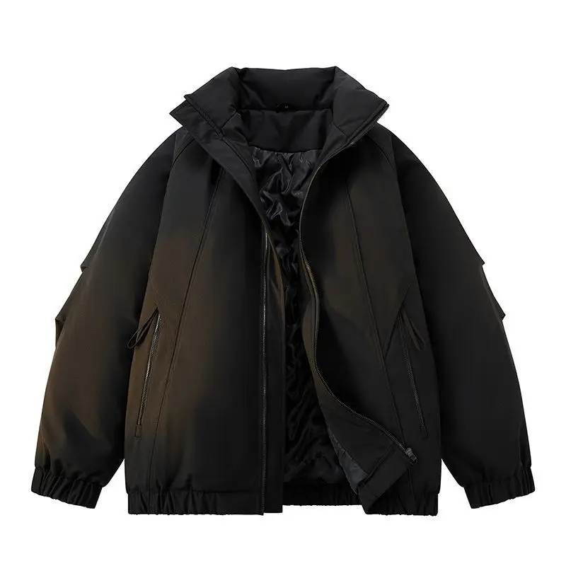 2026 New Loose Cotton-padded Clothes Coats for Men Solid Color Warm Loose Jackets Male Leisure High Street Sports Parkas C976