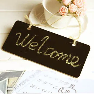 1pc Wooden Mini Blackboard Message Sign Chalkboard with Hemp Rope Wedding Party Decoration Marriage Supplies 18*8cm