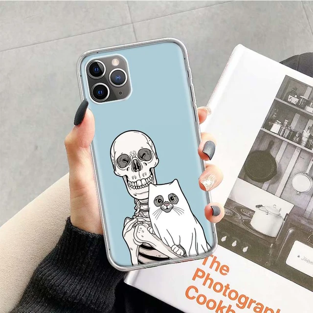 Horror Skeleton Cat Earbud Case Cover