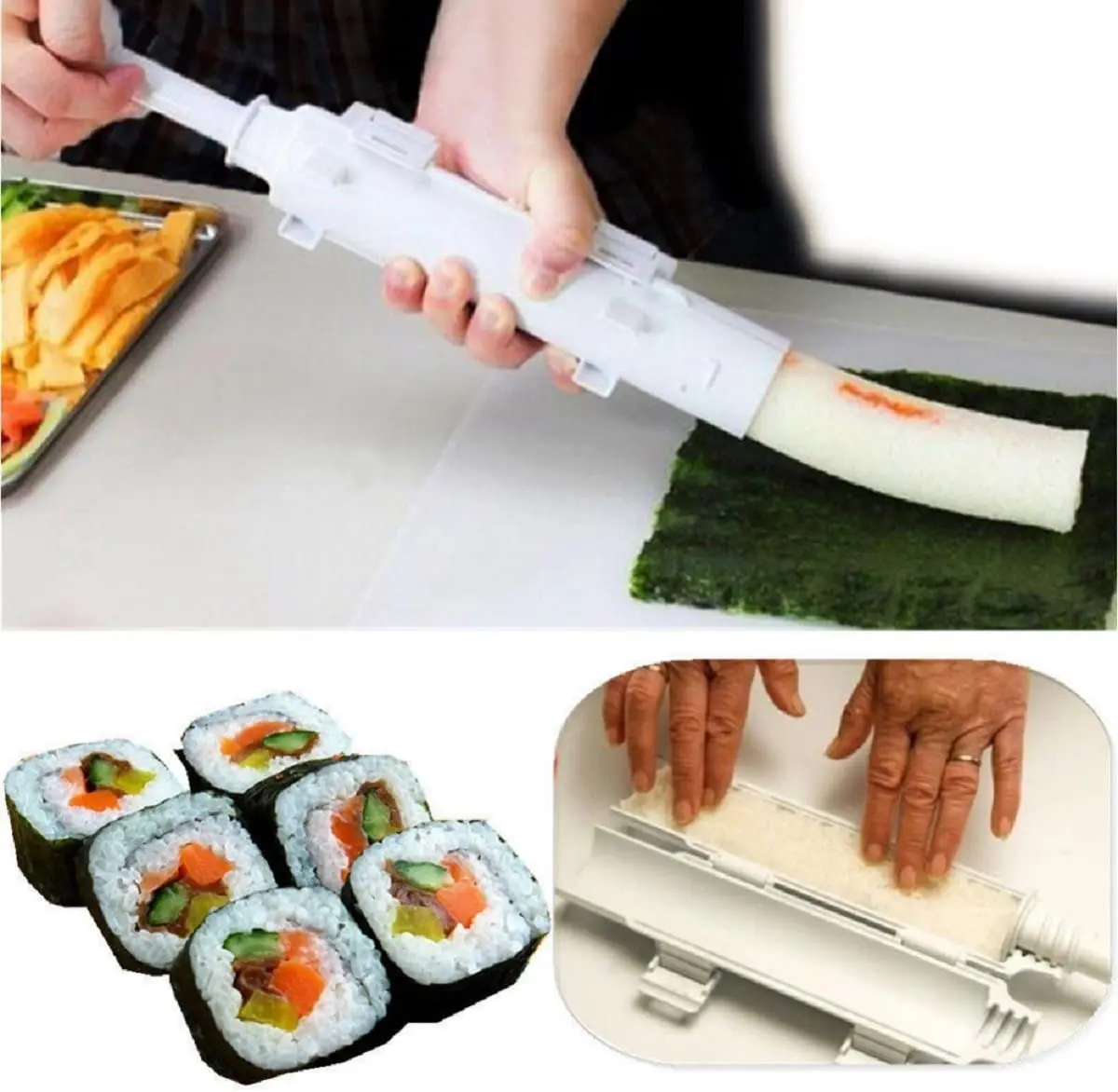 RIMAFI Sushi Set | Sushi Bazooka Maschine | Mit Bambusmatte | BPA-frei | Einfache Reinigung