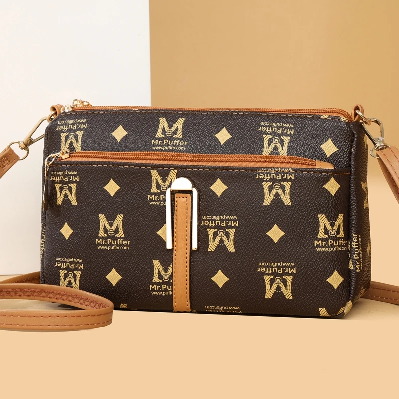 

Винтажная модная сумка через плечо с принтом, Корейская вместительная маленькая квадратная сумка, популярная женская сумка через плечо