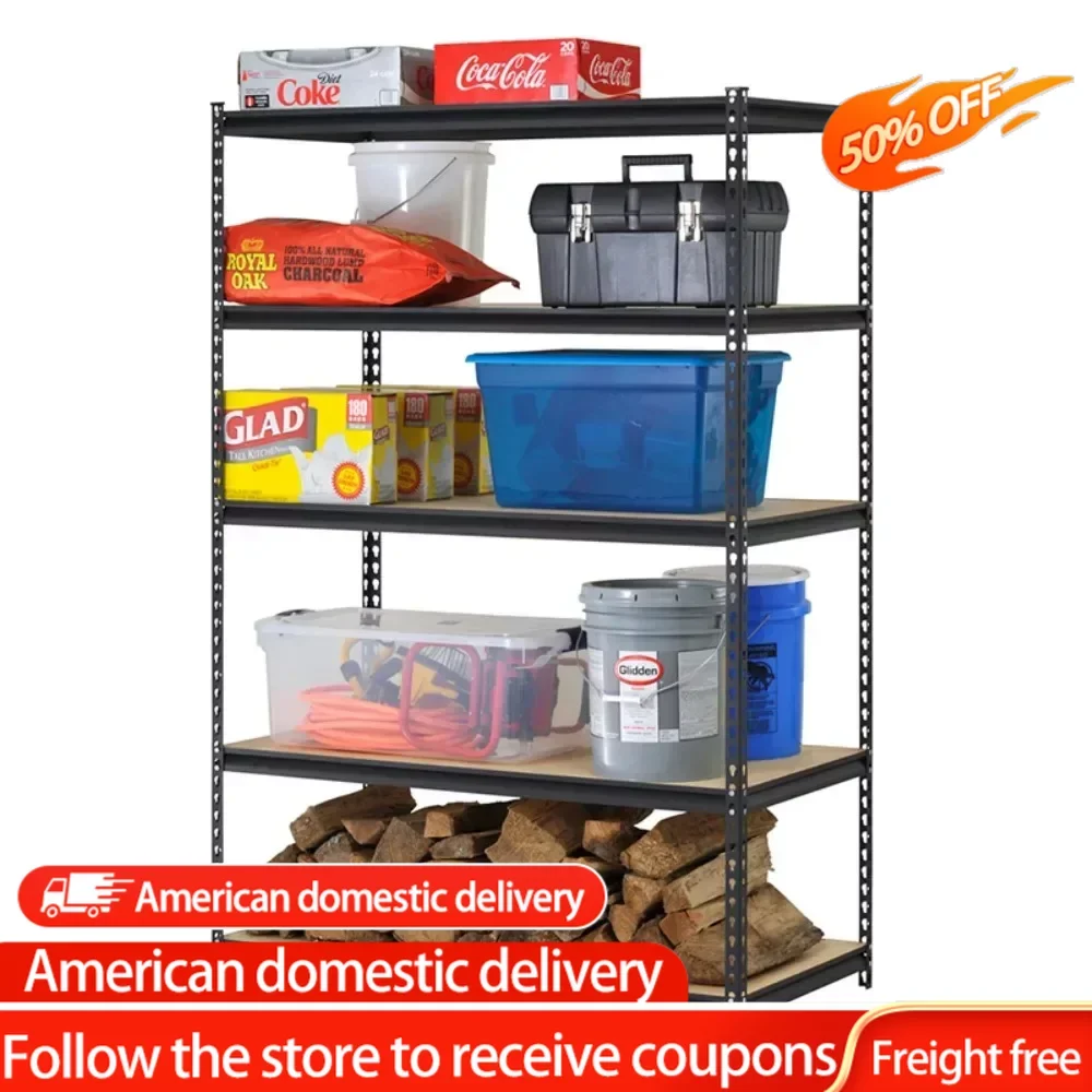 

72 In. H X 48 In. W X 18 In. D 5-Shelf Steel Shelf Unit in Black Freight Free Home Gadgets Storage Organization Garden