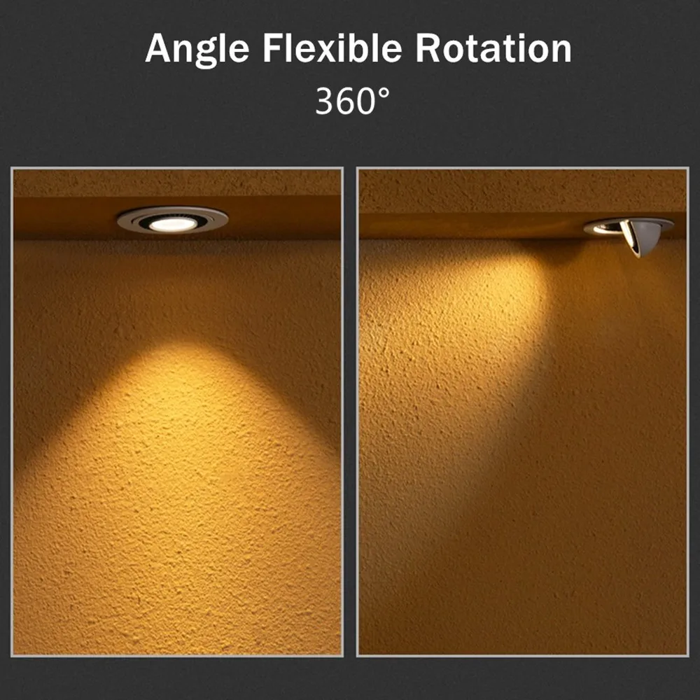 360 Rotate LED Downlight 85V-265V Dimmable COB Spot Light Led 5W 7W 12W 15W Recessed In LED Ceiling Lights Indoor Lighting
