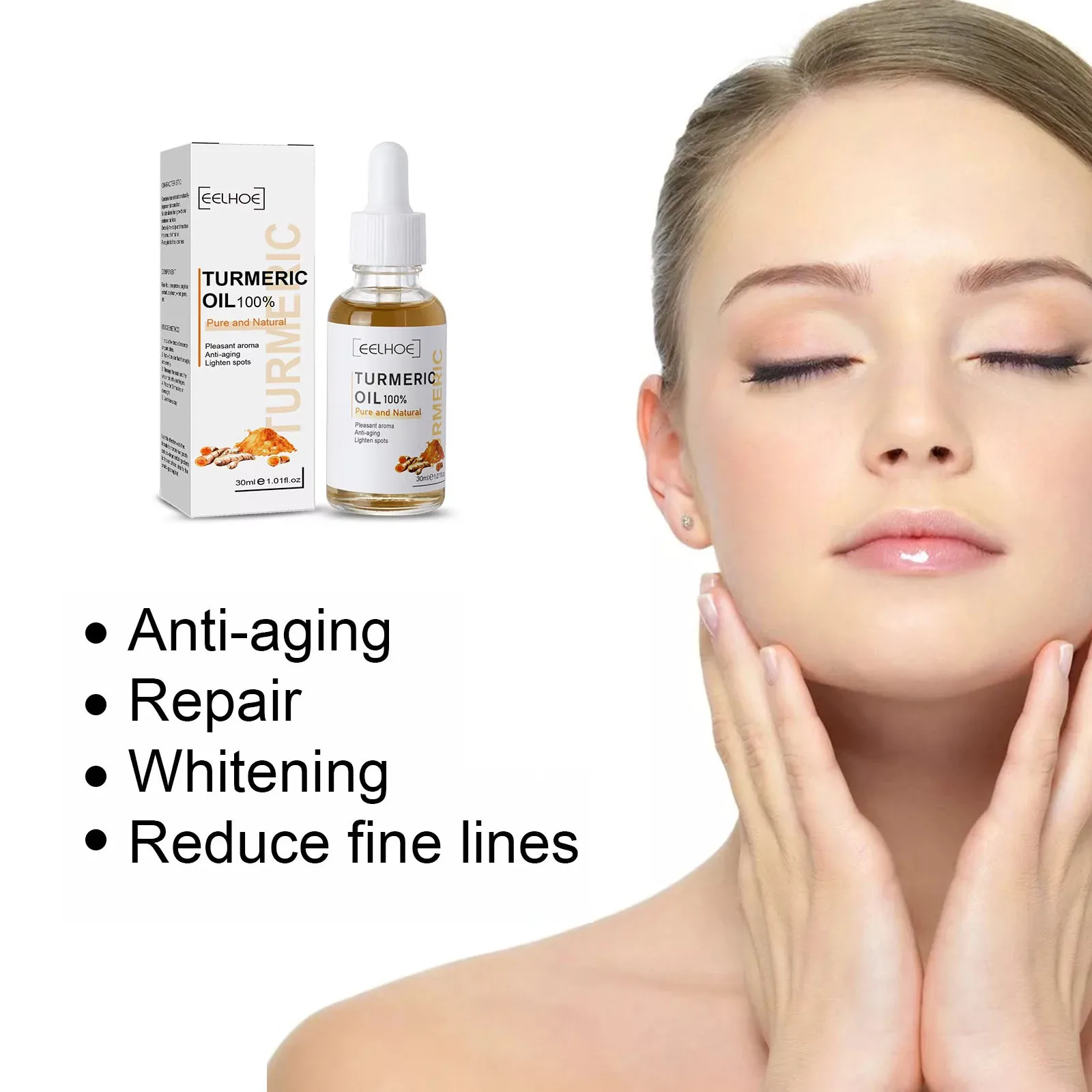 Face Whitening Serum Turmeric Dark Spot Correcting Essential Oil Brighten Fade Freckle Removal Pigment Beauty Face Skin Care 3