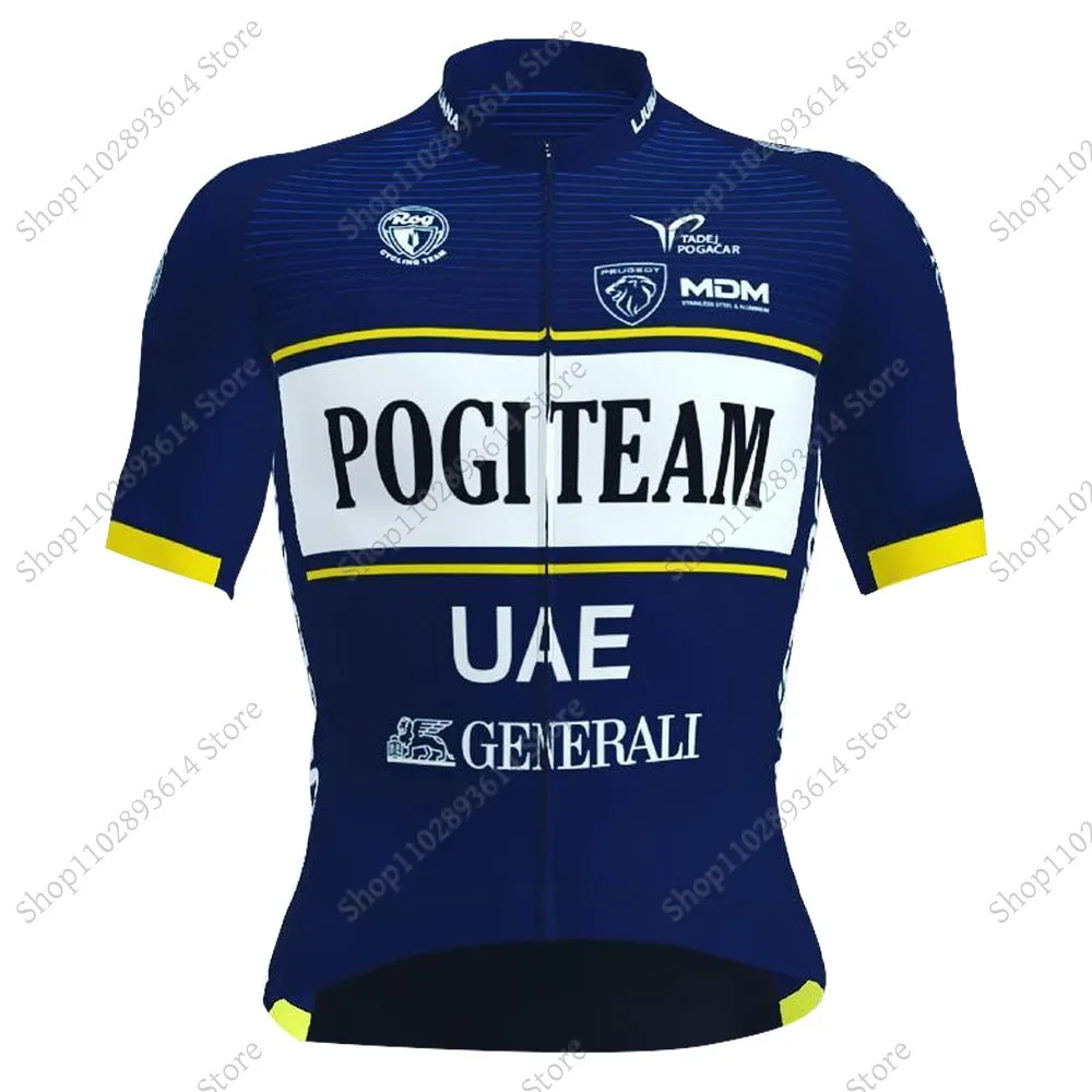 Pogi Team UAE Cycling Jersey Set Summer Mens Short Sleeve Clothing Road Bike Suit Bicycle Shirt Bib Shorts Maillot