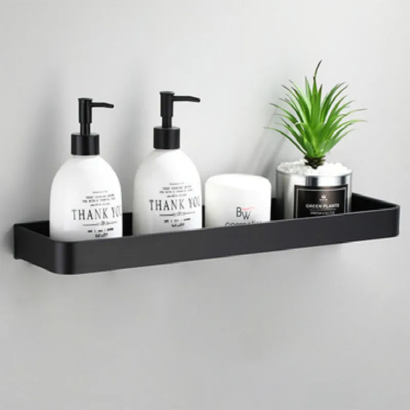 Bathroom Shelf No Drill Organizer Shower Storage Rack Black Corner Shelves Wall Mounted Aluminum Toilet Shampoo Holder