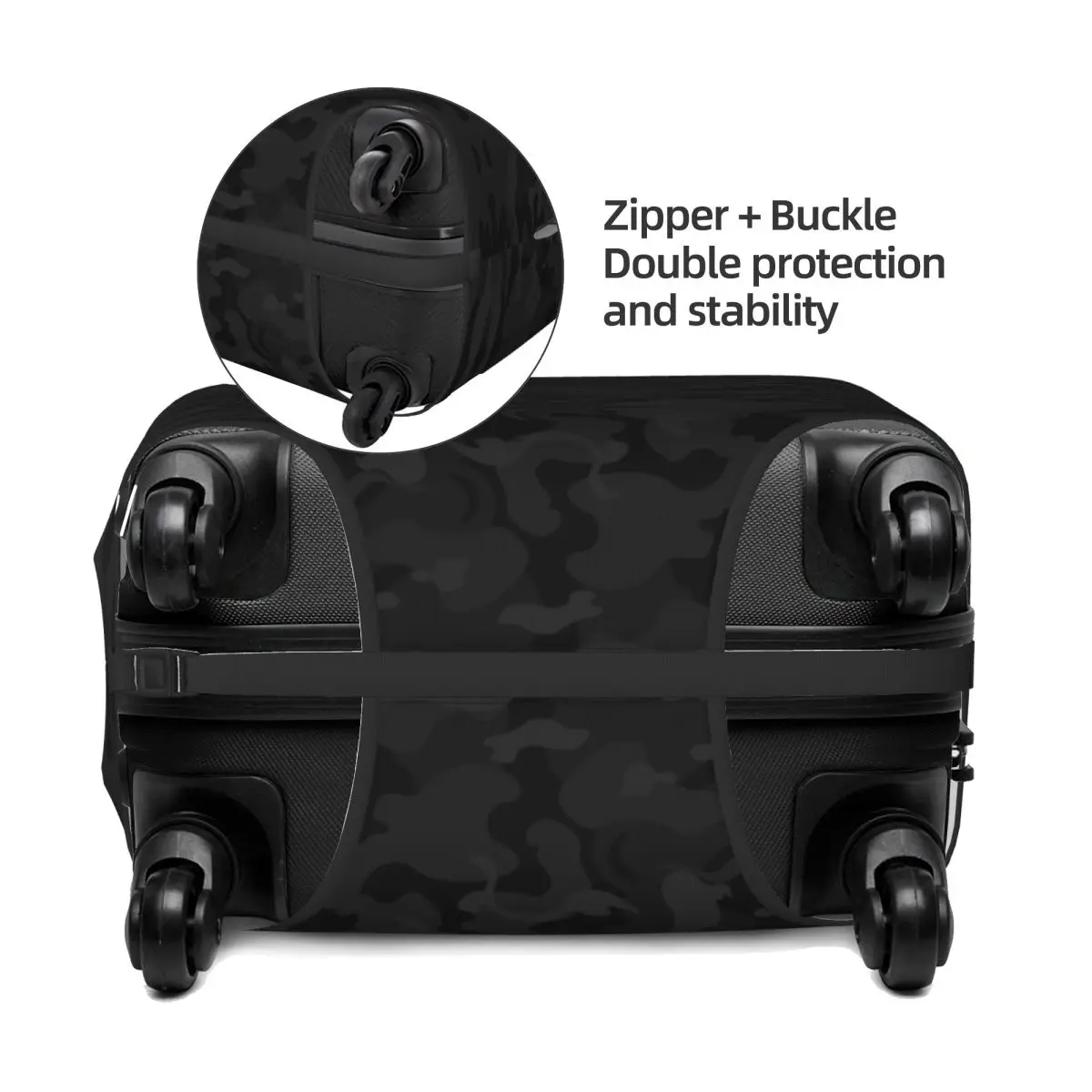 Custom Camo Style Black Military Camouflage Travel Luggage Cover Washable Suitcase Cover Protector Fit 18-32 Inch 3