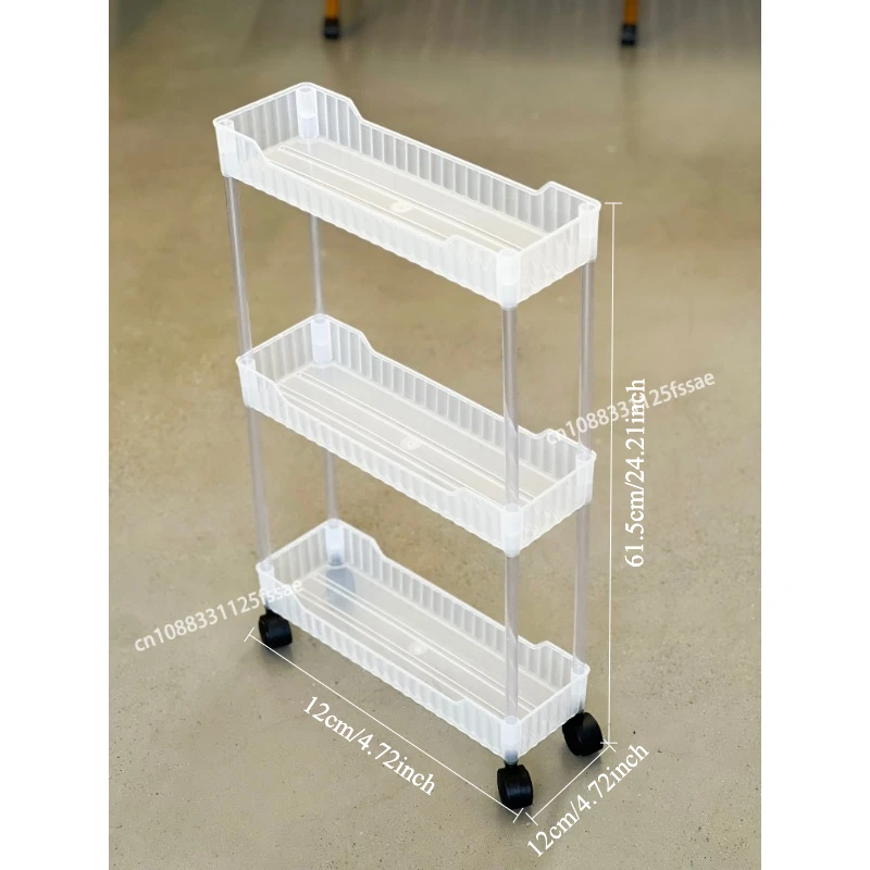 Acrylic Clear Trolley Rack Movable Rolling Utility Cart Narrow Gap Storage Rack with Wheels Bathroom Removable Shelf 2/3/4 Layer 5