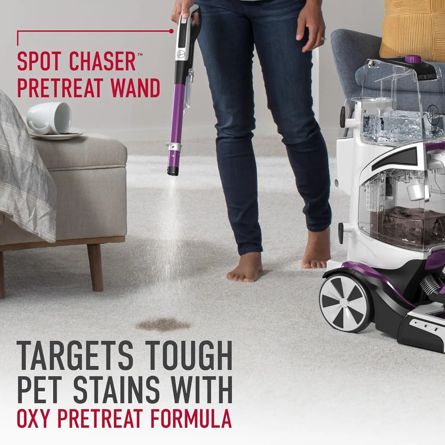 Pet Automatic Carpet Cleaner Machine with Spot Chaser Wand, Deep Cleaning Shampooer, Carpet Deodorizer and Pet 4