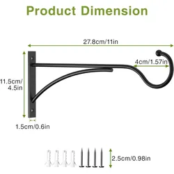 Heavy - Duty Outdoor Metal Plant Hangers and Wall Hooks for Hanging Baskets and Decor (1PC Black)