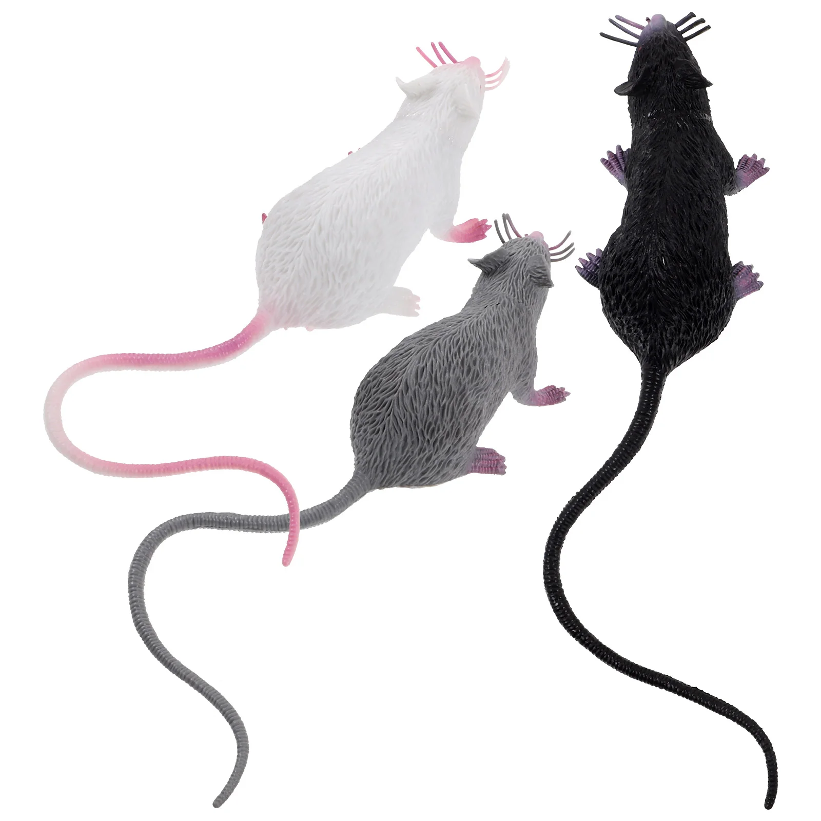 

3 Pcs Simulated Soft Rubber Mouse Halloween Novelty Toys Vivid Ornaments Decorate