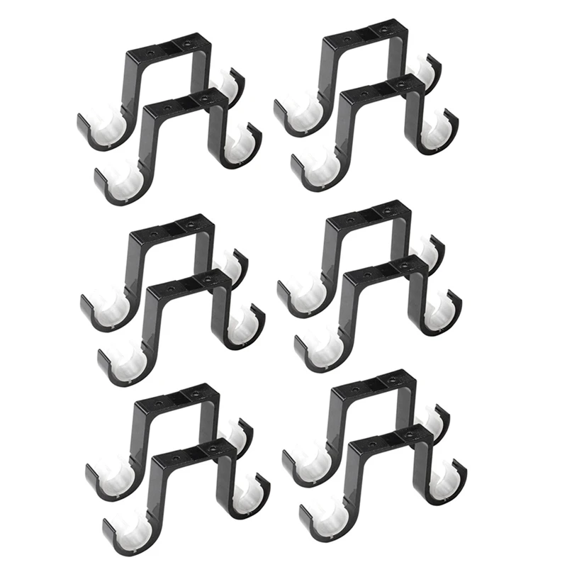 

12Pcs Double Curtain Rod Brackets Ceiling Mount Supports Aluminum Alloy Black