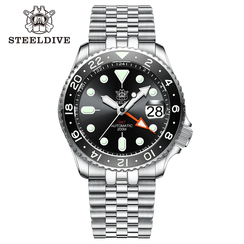 

STEELDIVE Top Brand New Arrival SD1994 200M Waterproof Super Luminous Ceramic Bezel NH34 GMT Automatic Chronograph Dive Watches